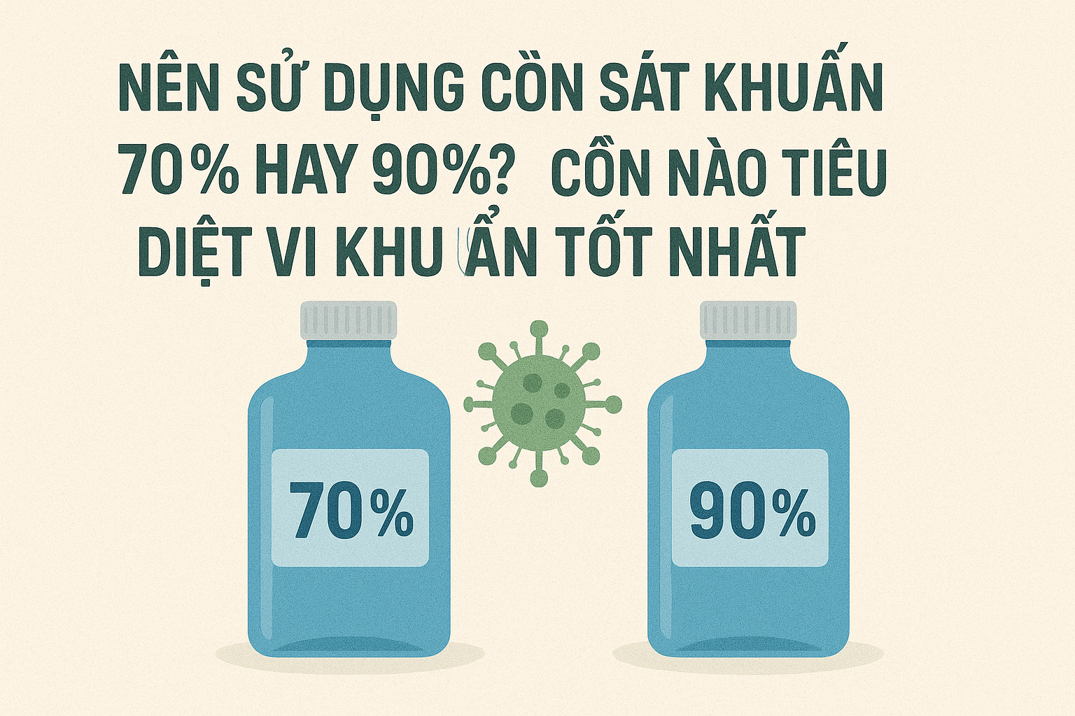  Nên Sử Dụng Cồn Sát Khuẩn 70% Hay 90%? Cồn Nào Tiêu Diệt Vi Khuẩn Tốt Nhất?    